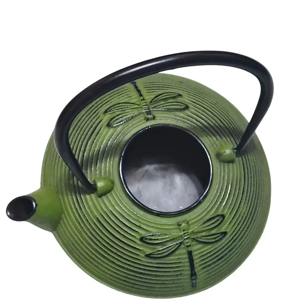 Dragonfly Teapot Green 770ml Low Profile Cast Iron Teapot Heavy Cast Iron - Picture 5 of 8